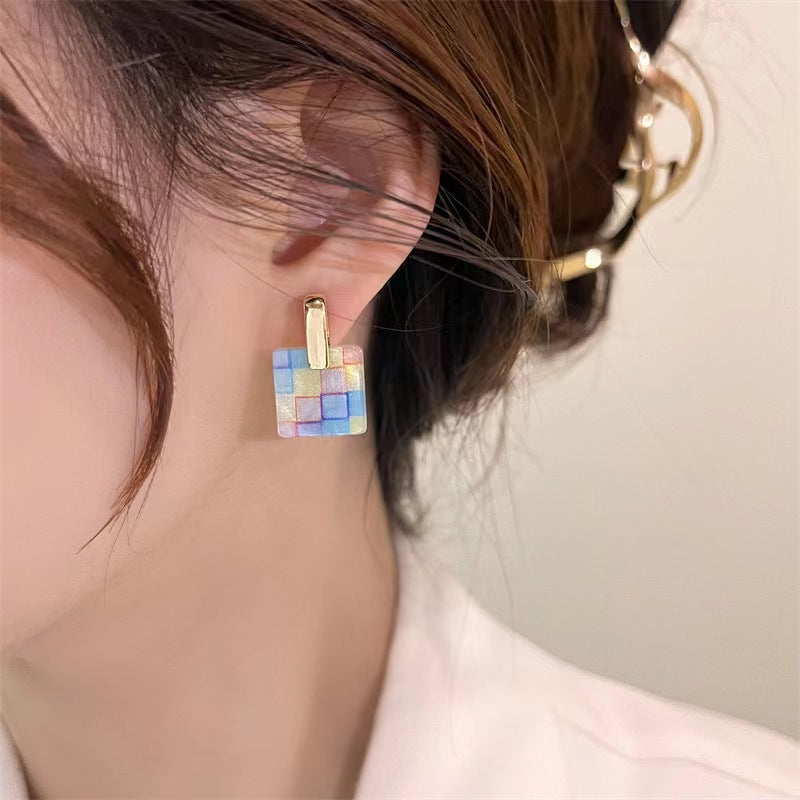 S925 silver shell geometry entry luxury earrings