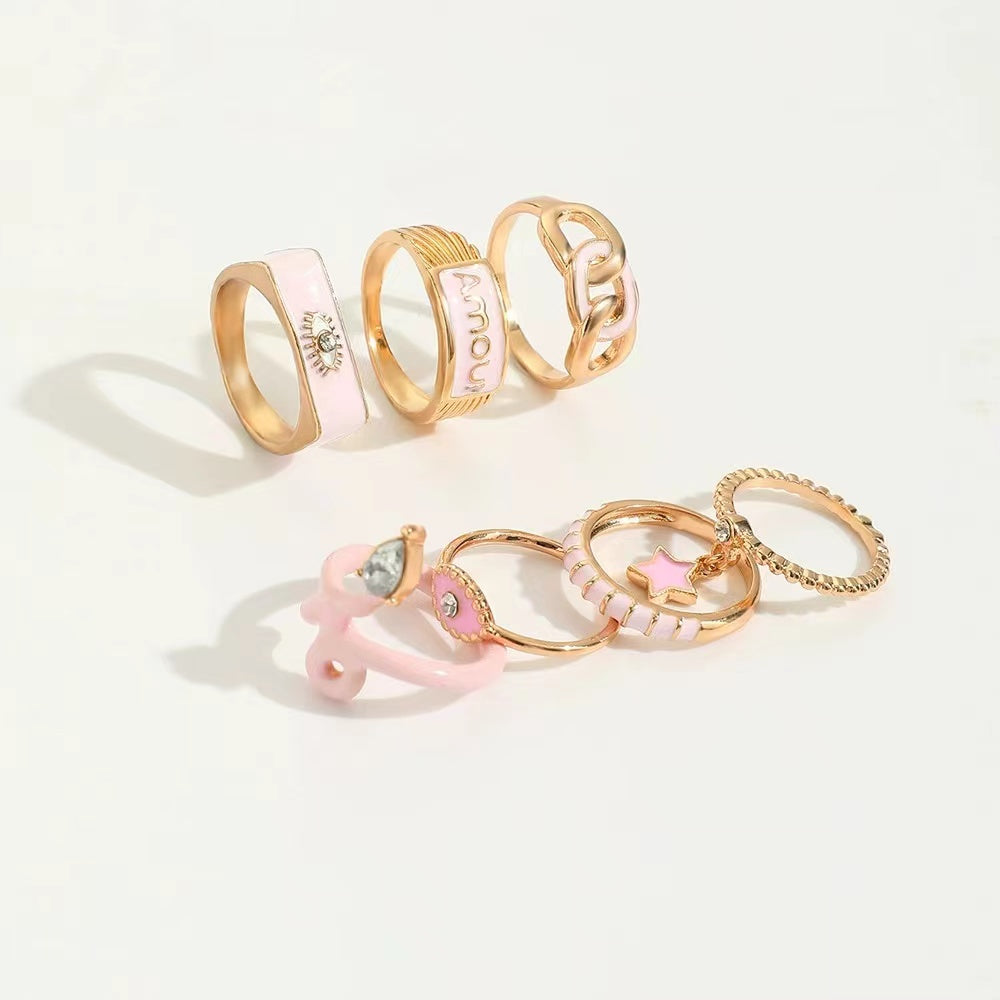 Serpentine + stars shape unique ring sets