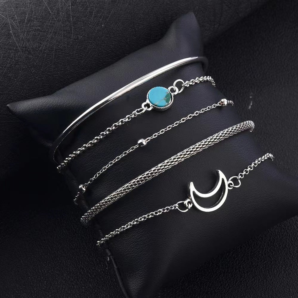 Fashion inlaid turquoise simple bracelet