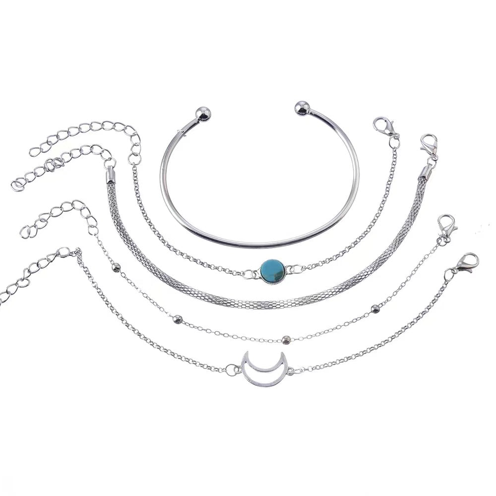 Fashion inlaid turquoise simple bracelet