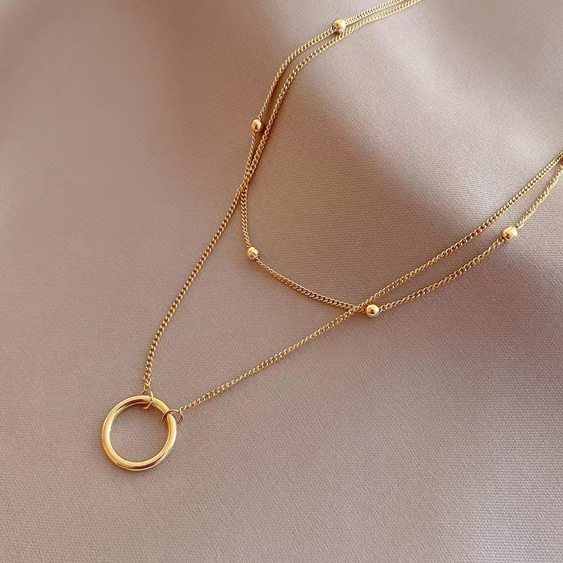 18K gold double layers of necklace