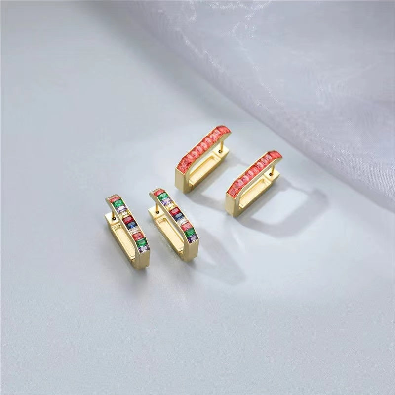 Multi colors diamond of earrings