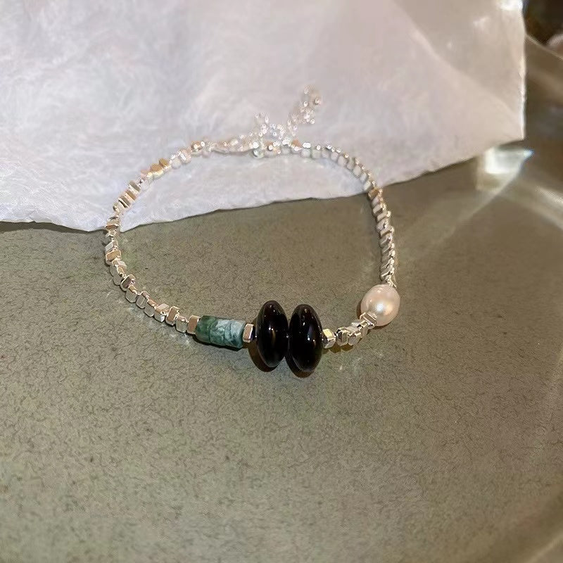 Silver + pearl bracelet niche simple primer luxury beaded bracelet