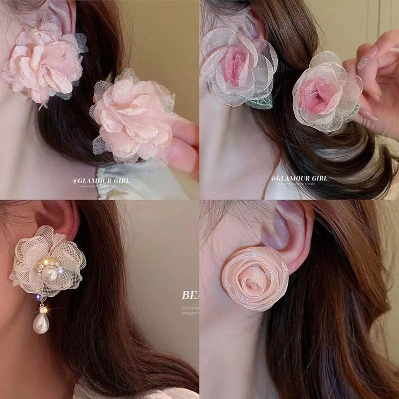 Hand-made Flower series fashion primer luxury earrings