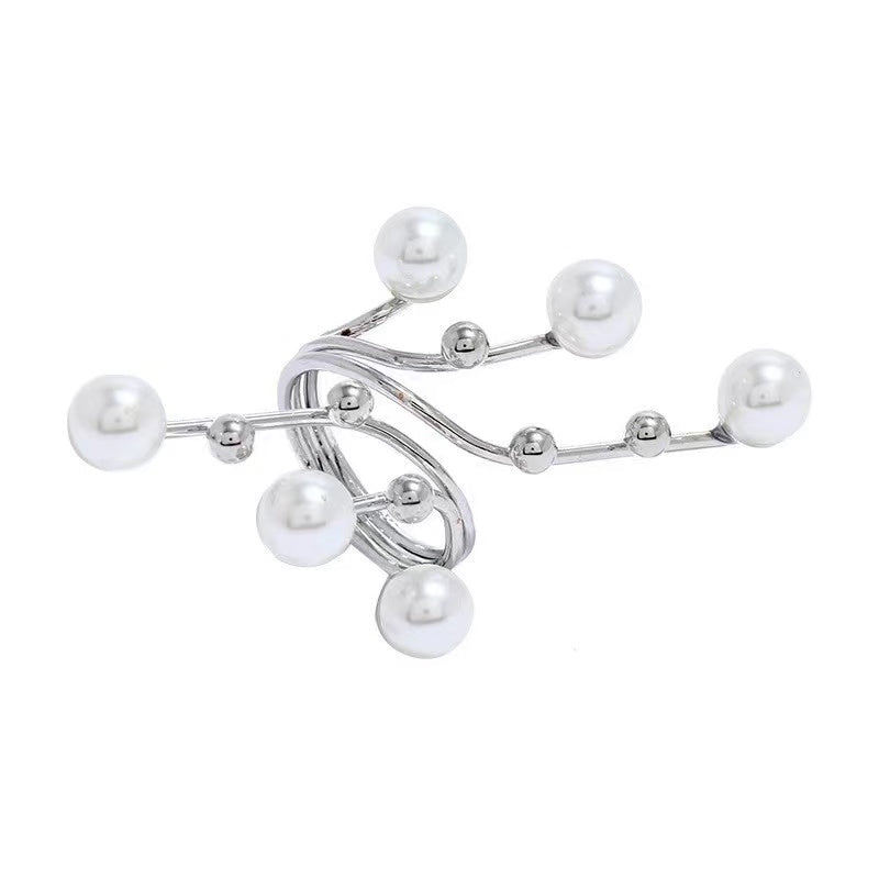 Geometric shape + pearls rings