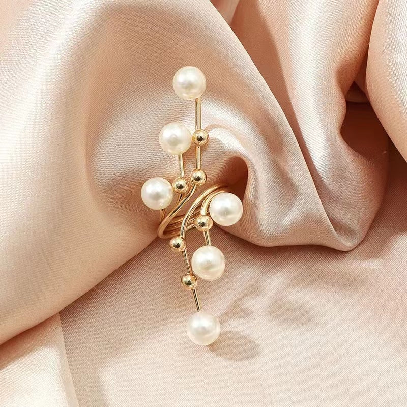 Geometric shape + pearls rings