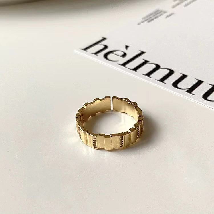 Zircon rectangular block splicing +two layers rings