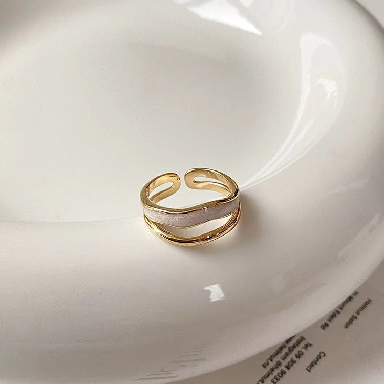 Zircon rectangular block splicing +two layers rings