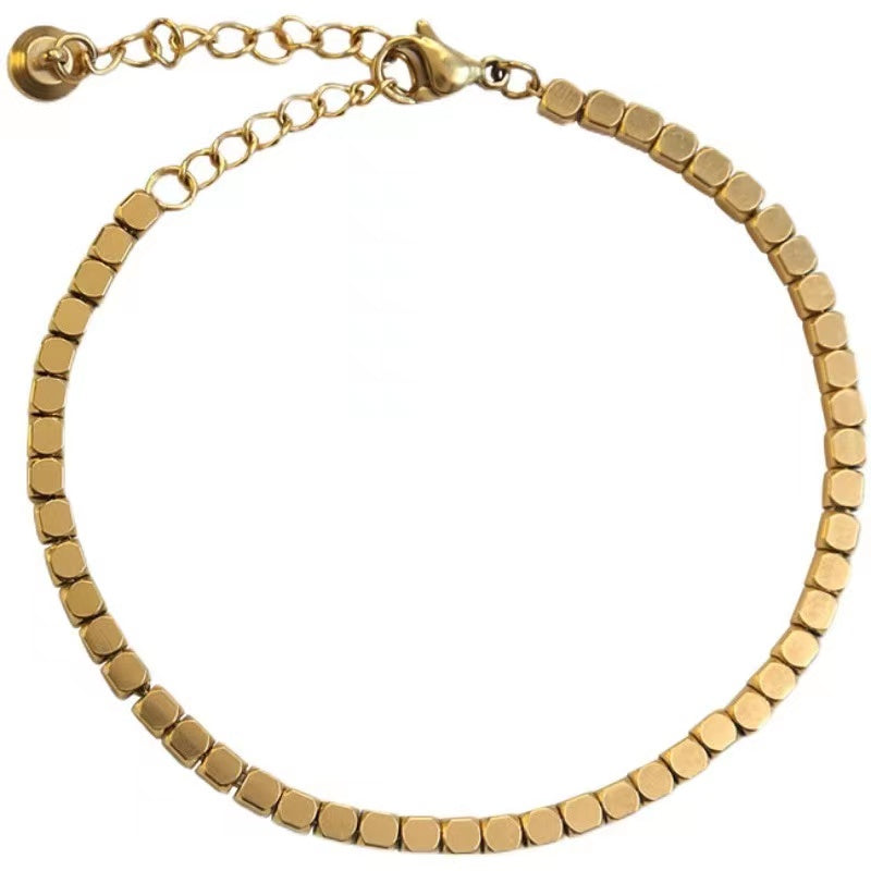 Unique gold blocks bracelet
