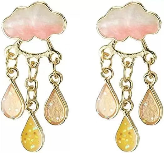 Unique cloud +rainddrop earrings