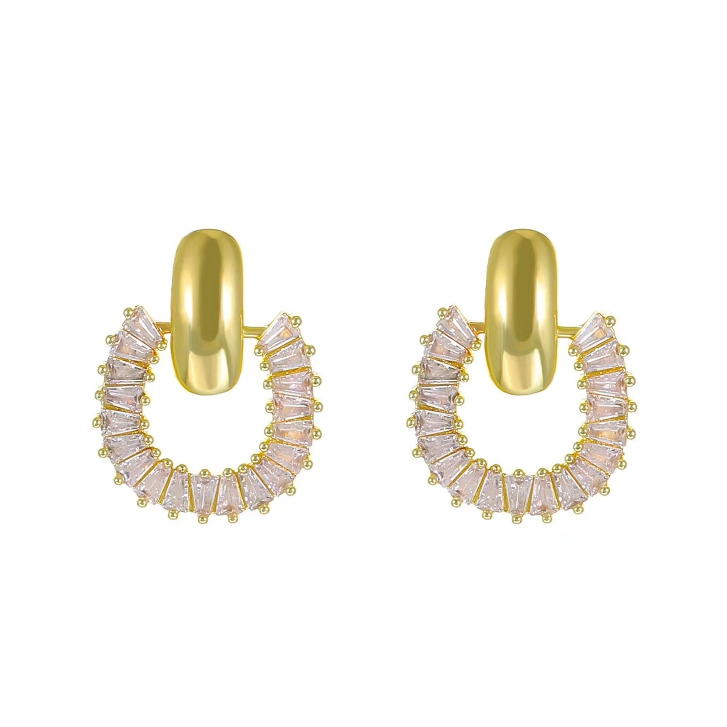 French entry luxury zircon loop ladies earrings