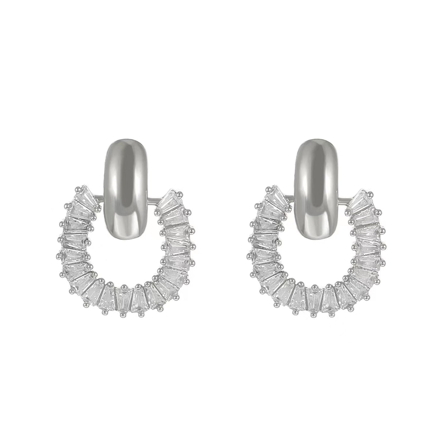 French entry luxury zircon loop ladies earrings