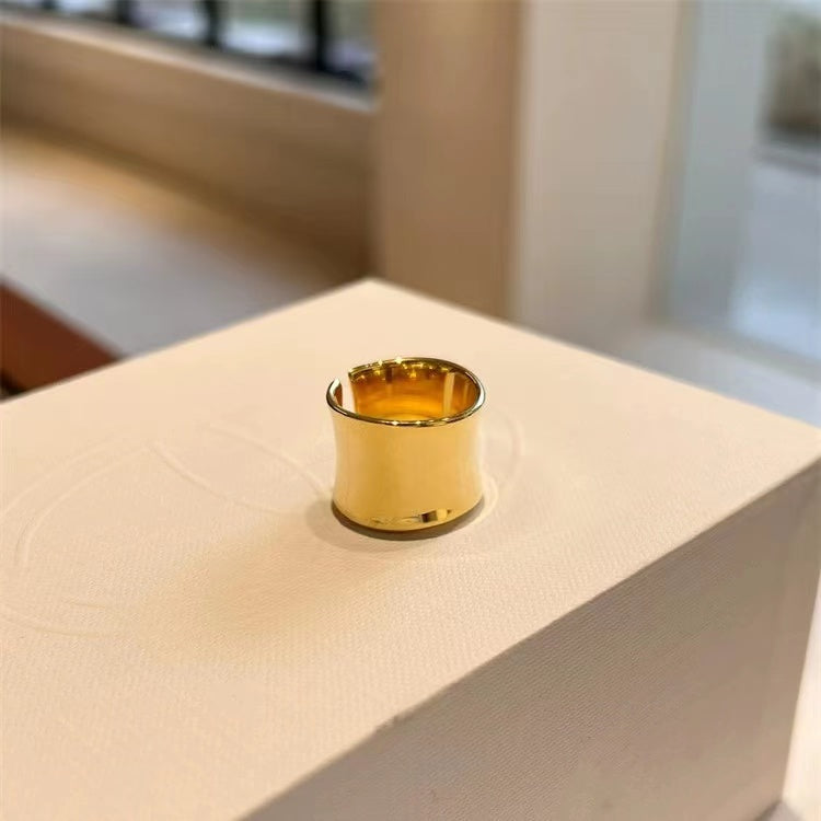 Niche design plain face opening wide smooth ring