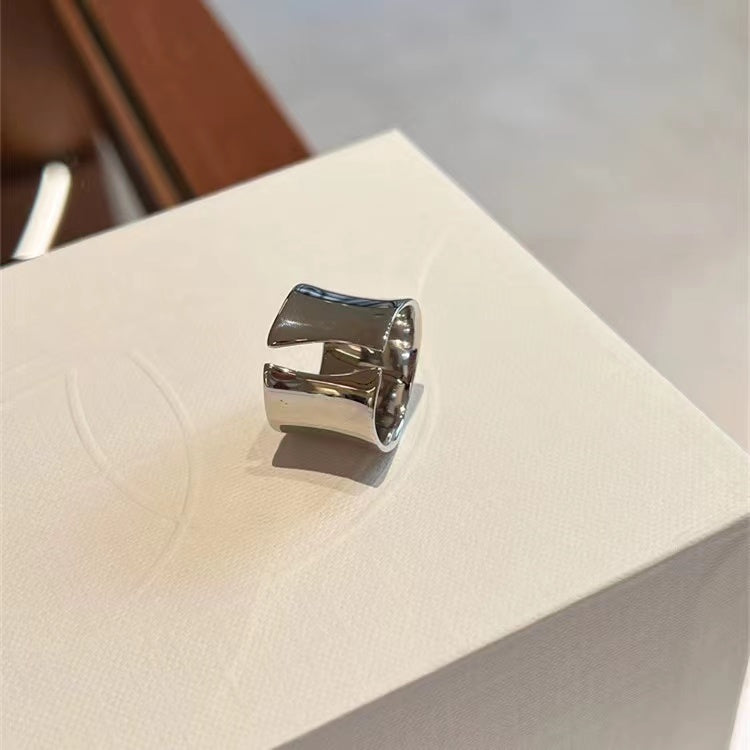 Niche design plain face opening wide smooth ring