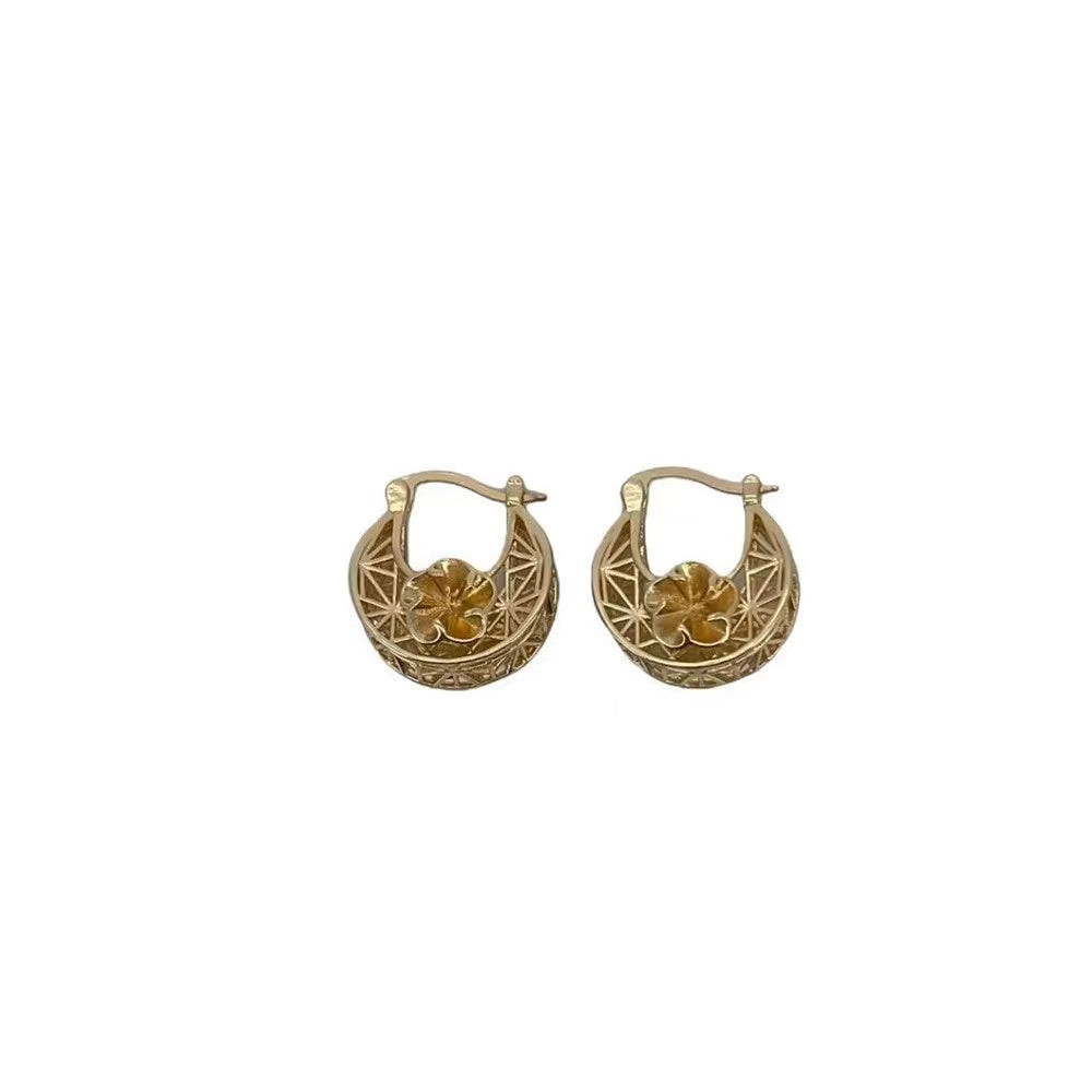 18K gold plating hollow ladies earrings