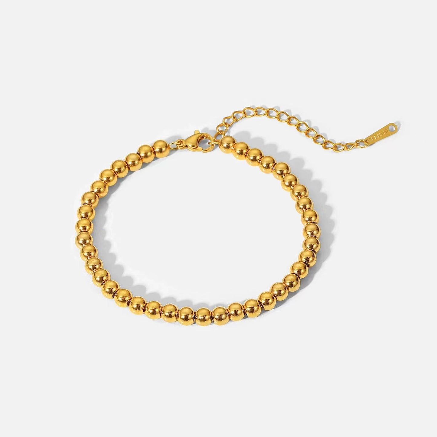 18K plating Gold or Rhodium beaded stretch bracelet