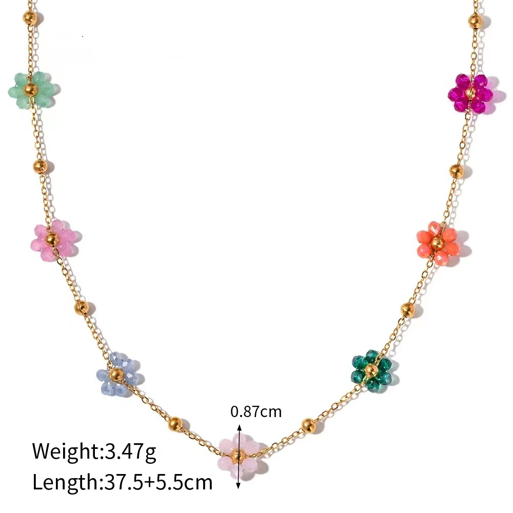18K Gold plating necklace and bracelet sets with multi colors of flowers