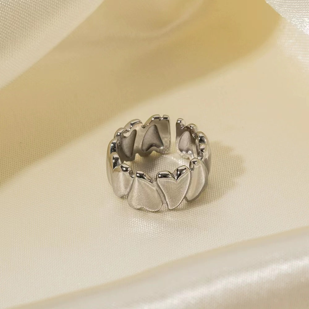 18K Gold or Rhodium plating hearts of rings