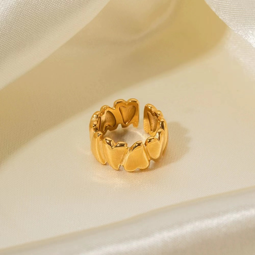 18K Gold or Rhodium plating hearts of rings