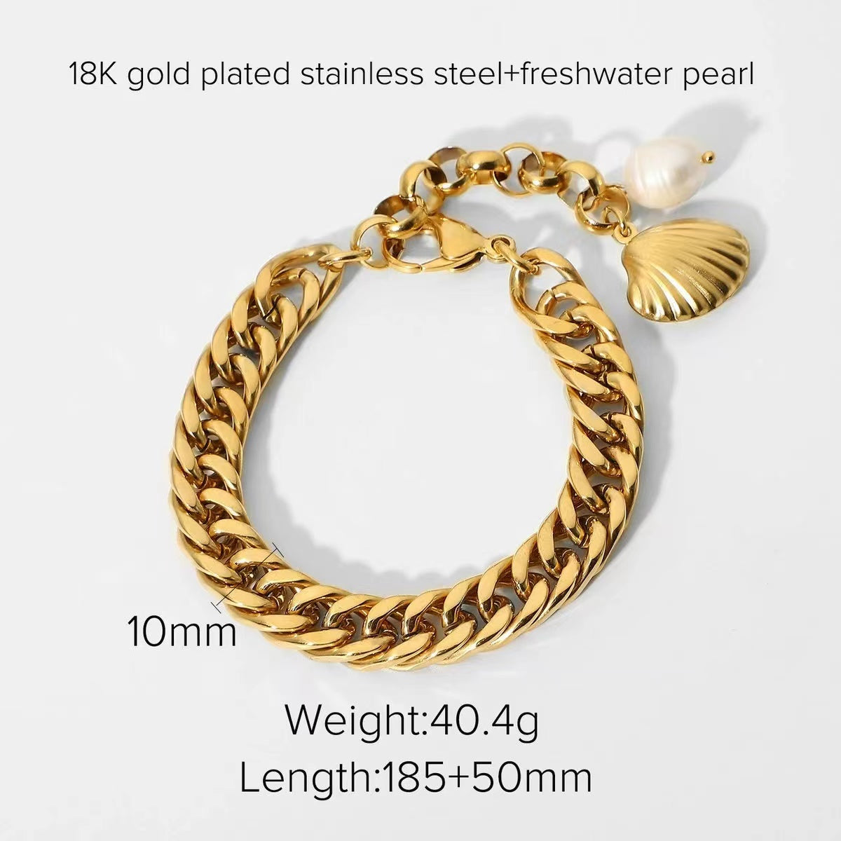 shell shape +pearls with this chunky chain ladies bracelets