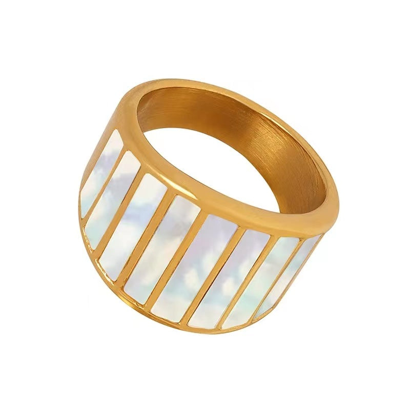 Special design 18k gold plating+shell ladies rings