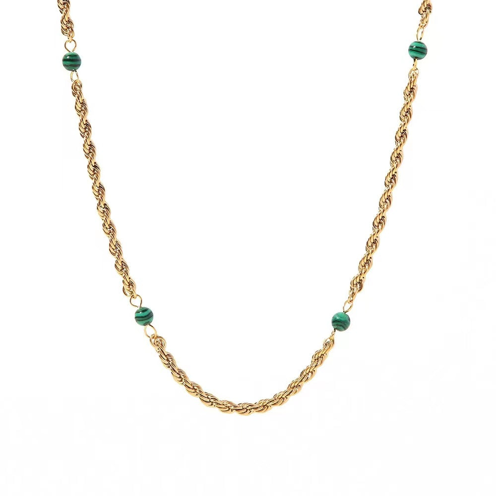 18k gold plating beads + Calaite ladies necklace