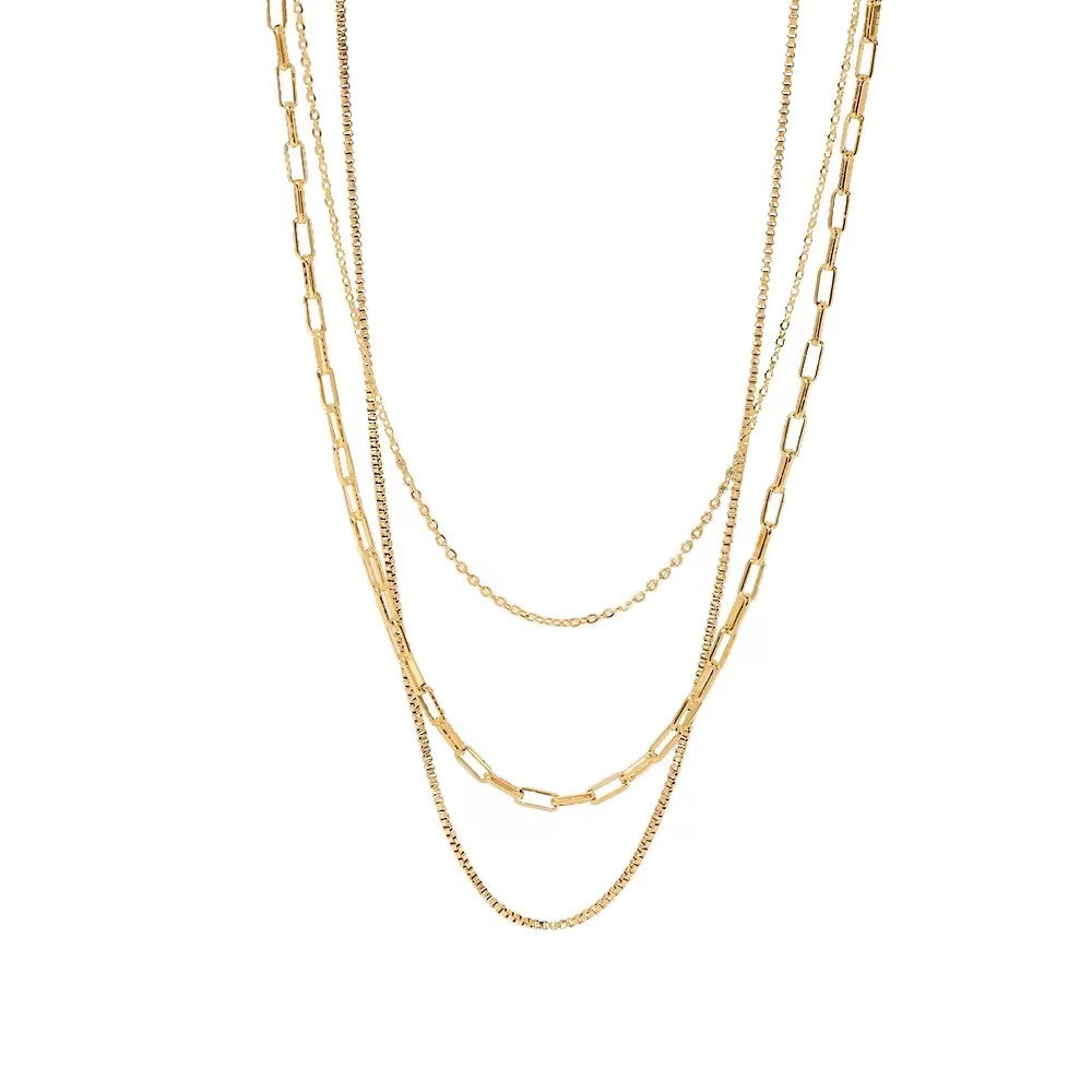 18K Gold plating 3 layers ladies necklace
