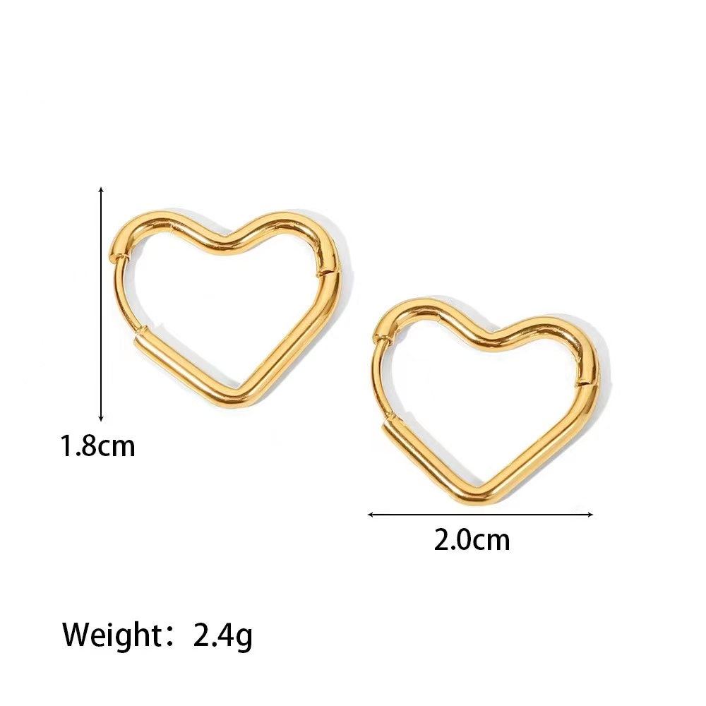 18K Gold or Rhodium plating heart outline earrings