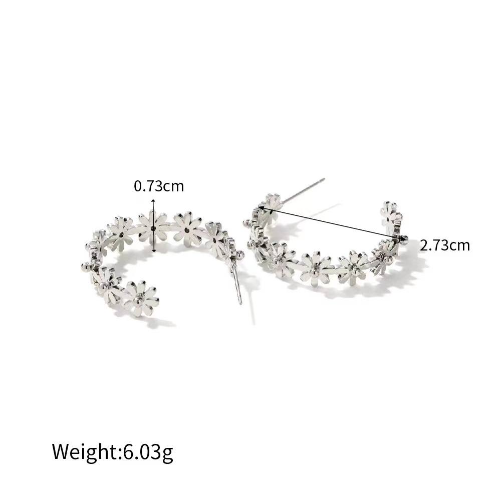 18K Gold or Rhodium plating classic flower hoop earrings