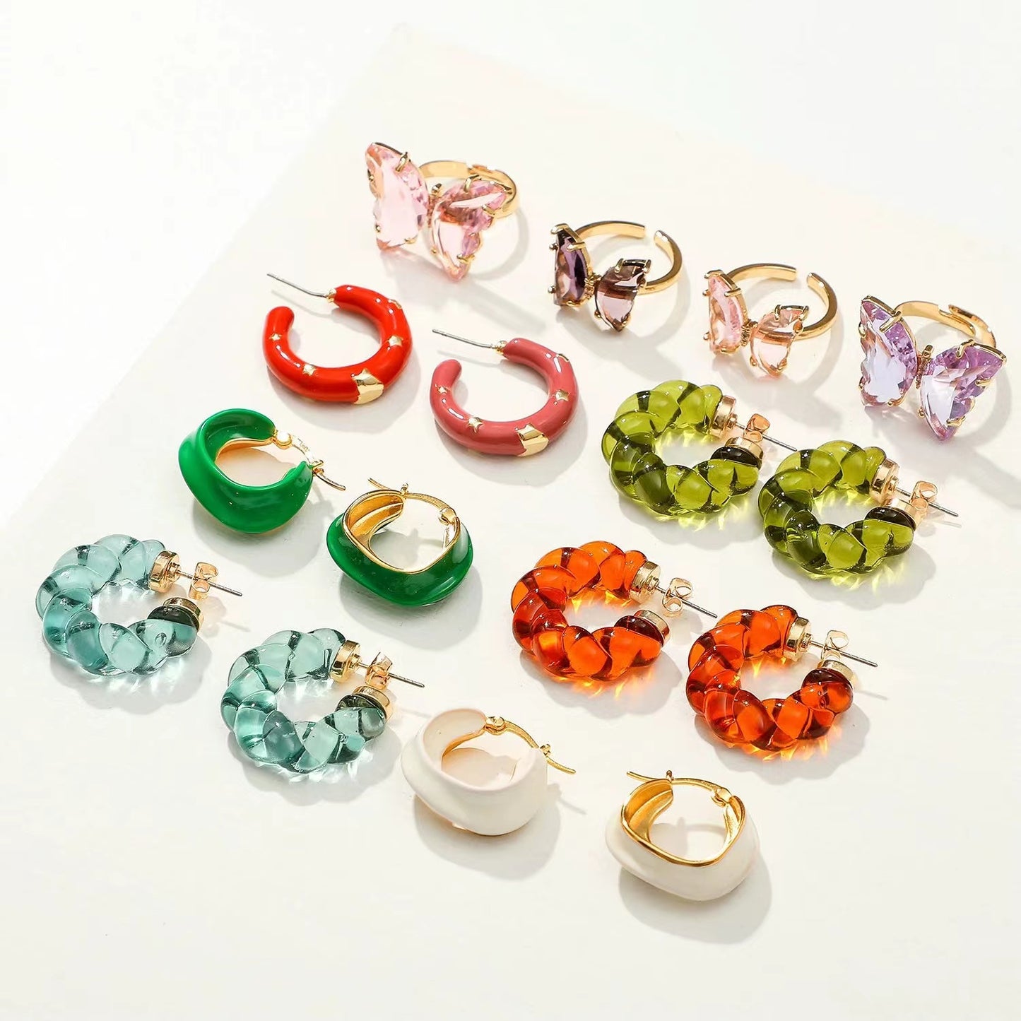 Multi color transport plastic hoop earrings