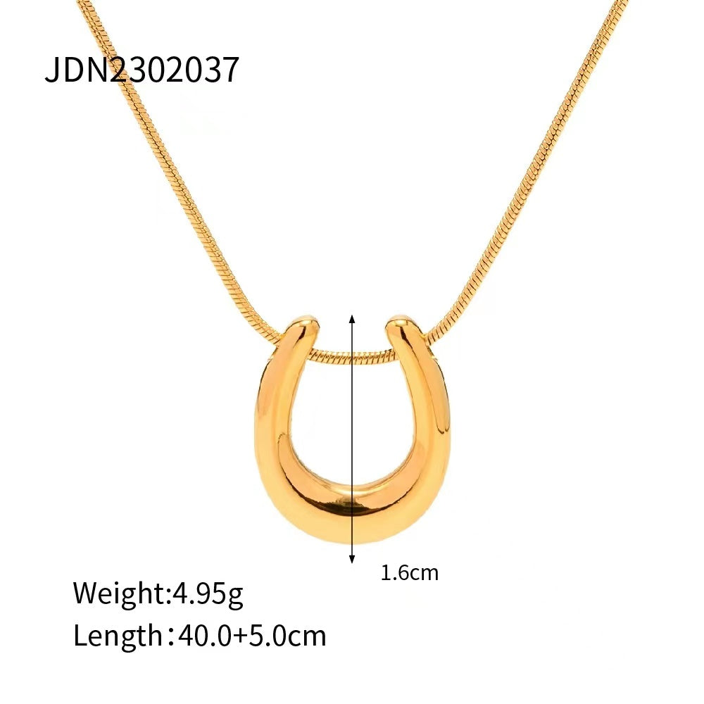 18K Gold plating necklace with U shape pendant