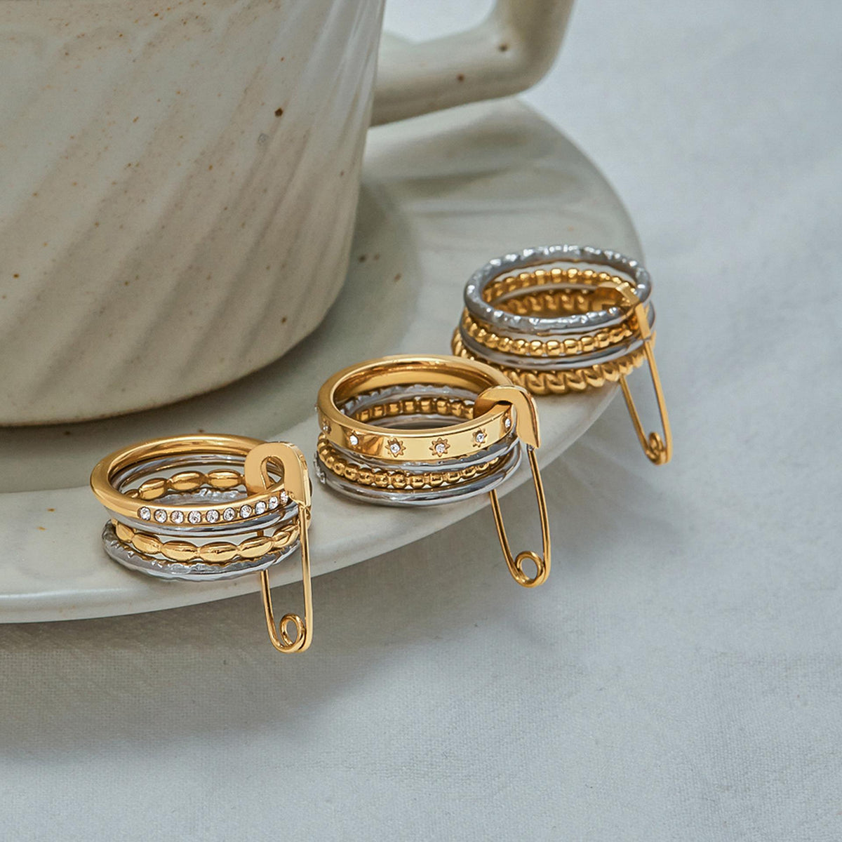 Multi-layers  rings, titanium steel non-fading rings, cross-border hot-selling accessories, high-end stainless steel rings, Fashion