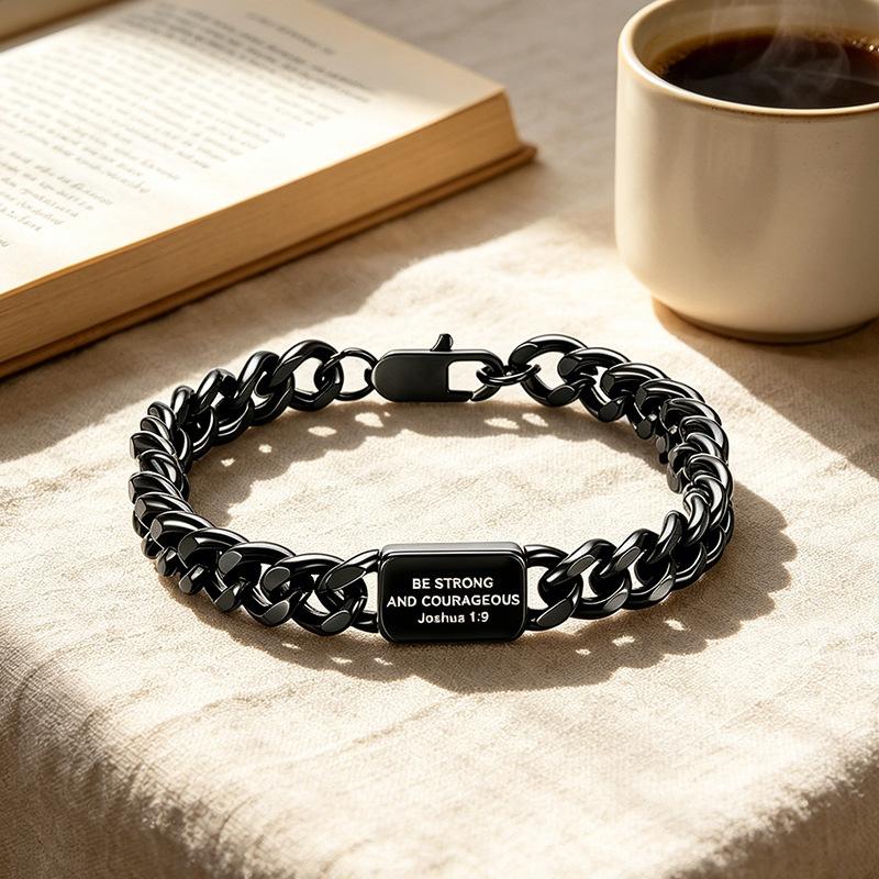 Men's Titanium Steel Cross Charm Bracelet - Solid Chain, Trendy Shape, Casual Fashion, Everyday Use, High-End, Non-Fading, Hypoallergenic Costume Jewelry Accessory