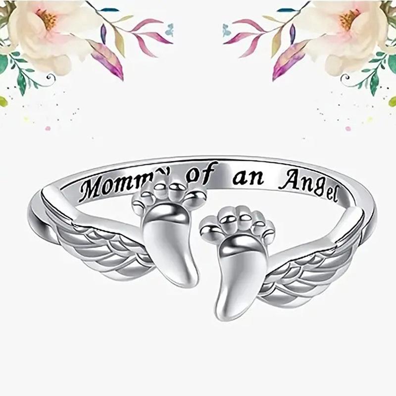 Women's Sweet Baby Symbolism Engraved Personalized Copper Jewelry Ring - Customized, Elegant Ladies' Mom-Style Fashion Ring, Ideal Mommy Gift