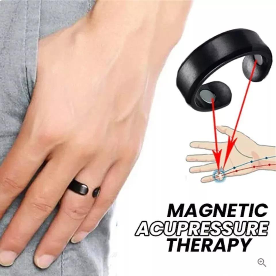 Unisex Adjustable Stainless Steel Magnetic Ring - Open-Ended, 1 or 2 Magnets, Snoring Relief, Stress Relief, Titanium Steel Fashion Costume Jewelry