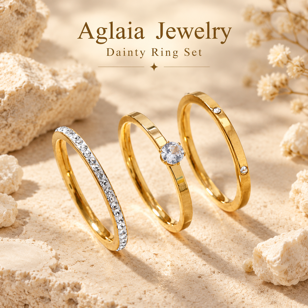Women's Light Luxury Stainless Steel Stackable Ring Set, 3Pcs Dainty Cubic Zirconia Inlaid Band Rings, Minimalist Thin Stacking Rings, Fashion Daily Wedding Band Jewelry for Women, Versatile Matching Finger Rings for Party Dating Daily Outfits