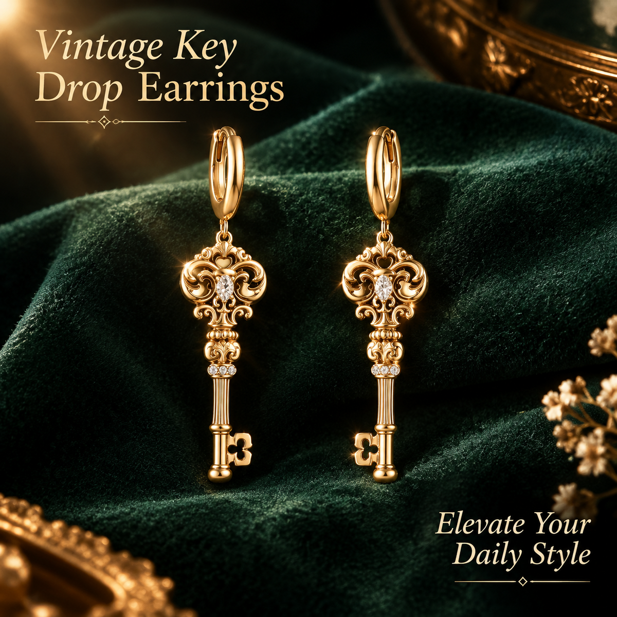 Women's Retro Love Lock Series Asymmetric Hook Earrings - 0.25Ct - 0.49Ct Heart Cut, Alloy Copper, Hypoallergenic, Non-Fading, Artistic Charm Hook, Business Costume Jewelry, Carabiner Keychain Accessories