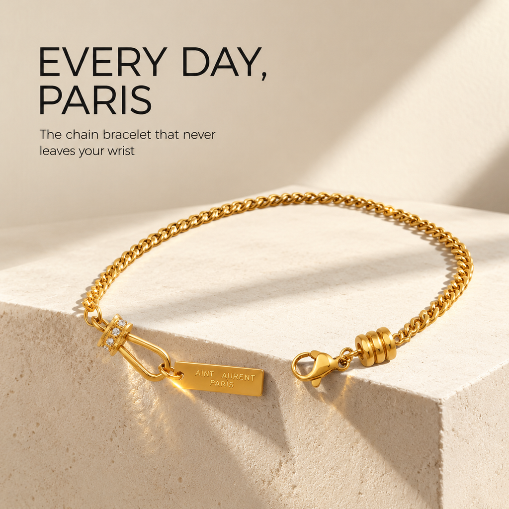 Gold Cuban Link Tag Bracelet, Stainless Steel Waterproof Toggle Clasp Dainty Bracelet for Women