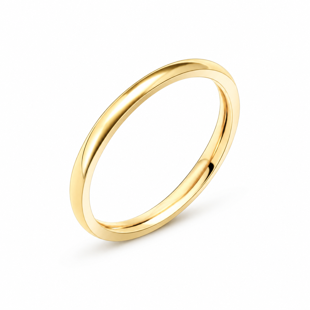 Thin Plain Gold Stacking Band Ring, 316L Stainless Steel Waterproof Minimalist Ring for Women