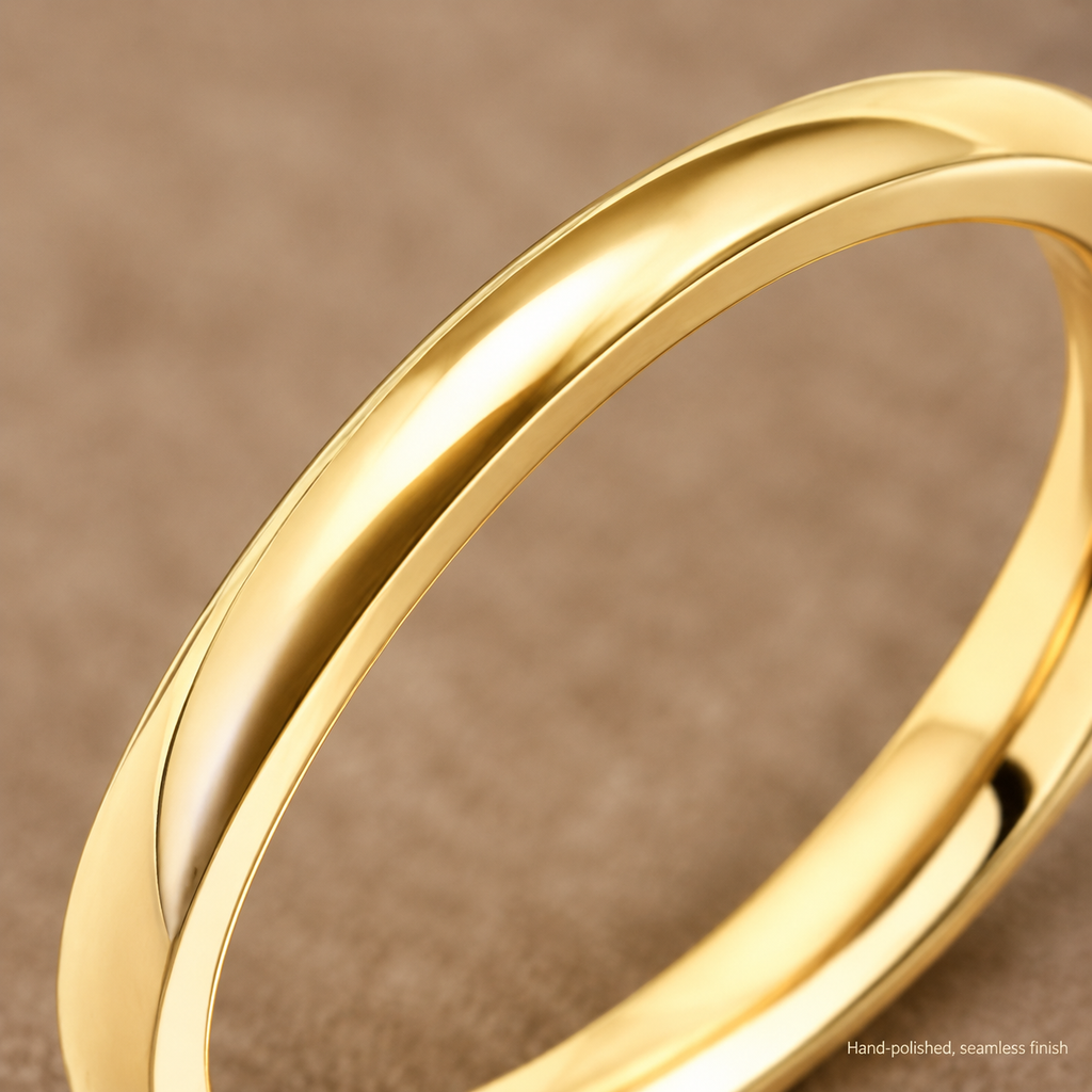 Thin Plain Gold Stacking Band Ring, 316L Stainless Steel Waterproof Minimalist Ring for Women