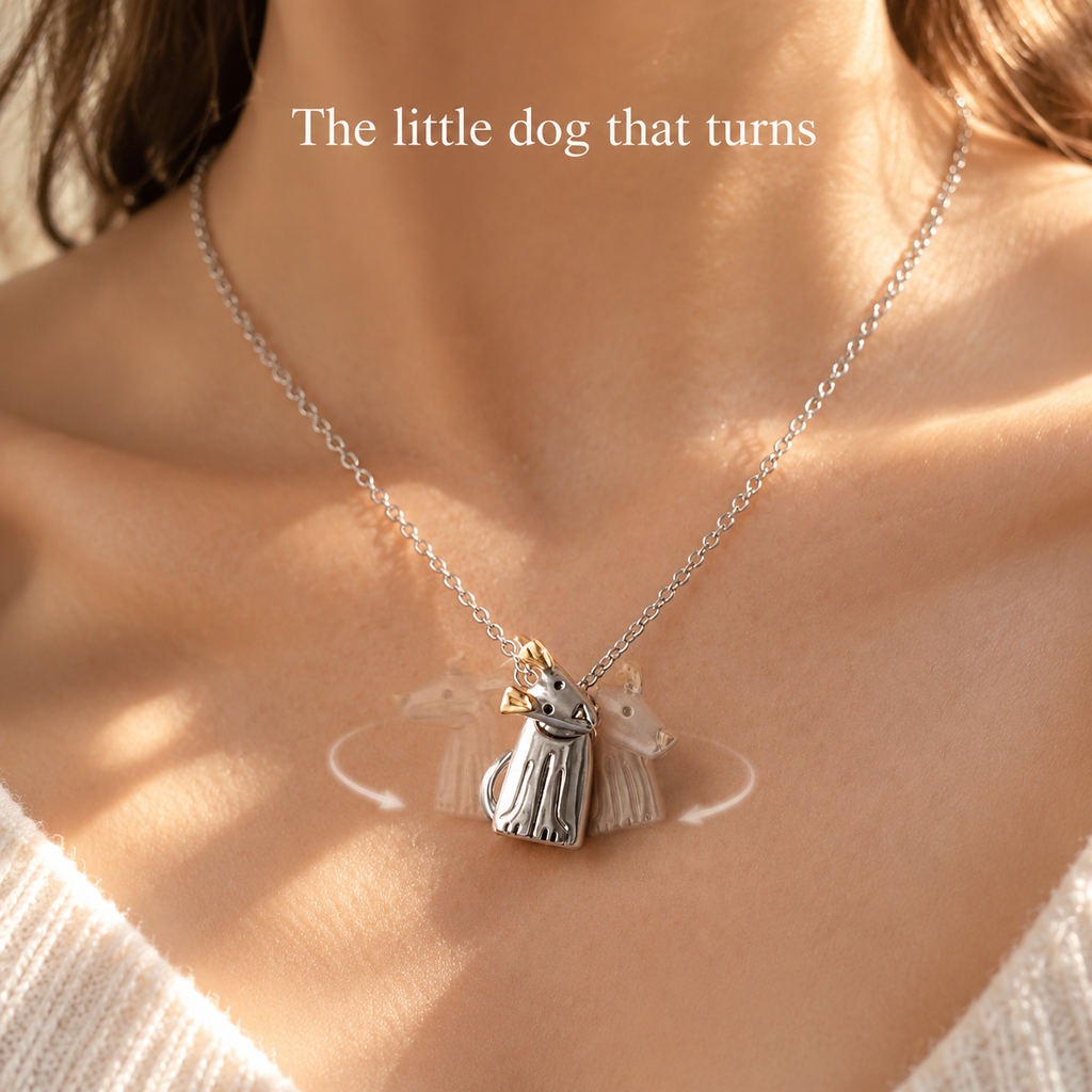 Spinning Puppy Dog Necklace, Rotatable Cute Dog Pendant Necklace, Pet Lover Gift, Hypoallergenic Stainless Steel Animal Necklace for Women