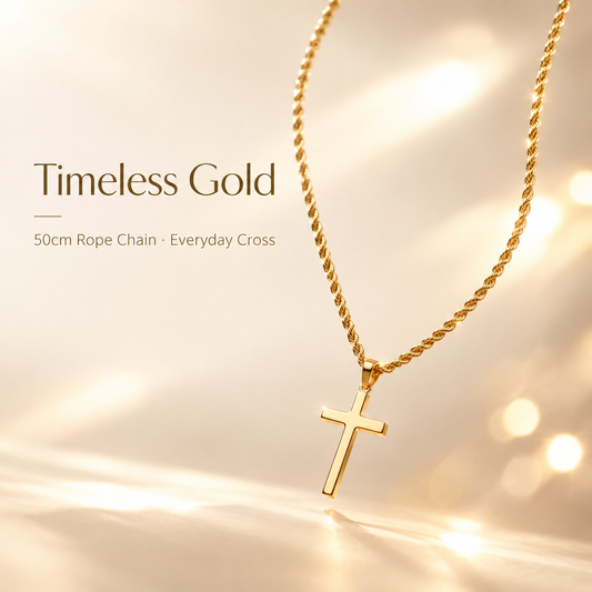 Gold Cross Necklace for Women, Dainty Twisted Rope Chain Cross Pendant Necklace, Hypoallergenic Stainless Steel Faith Jewelry