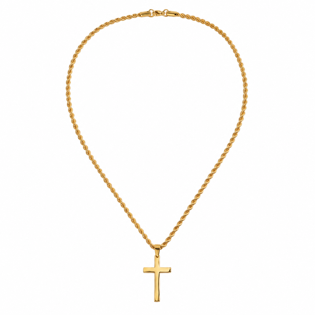 Gold Cross Necklace for Women, Dainty Twisted Rope Chain Cross Pendant Necklace, Hypoallergenic Stainless Steel Faith Jewelry