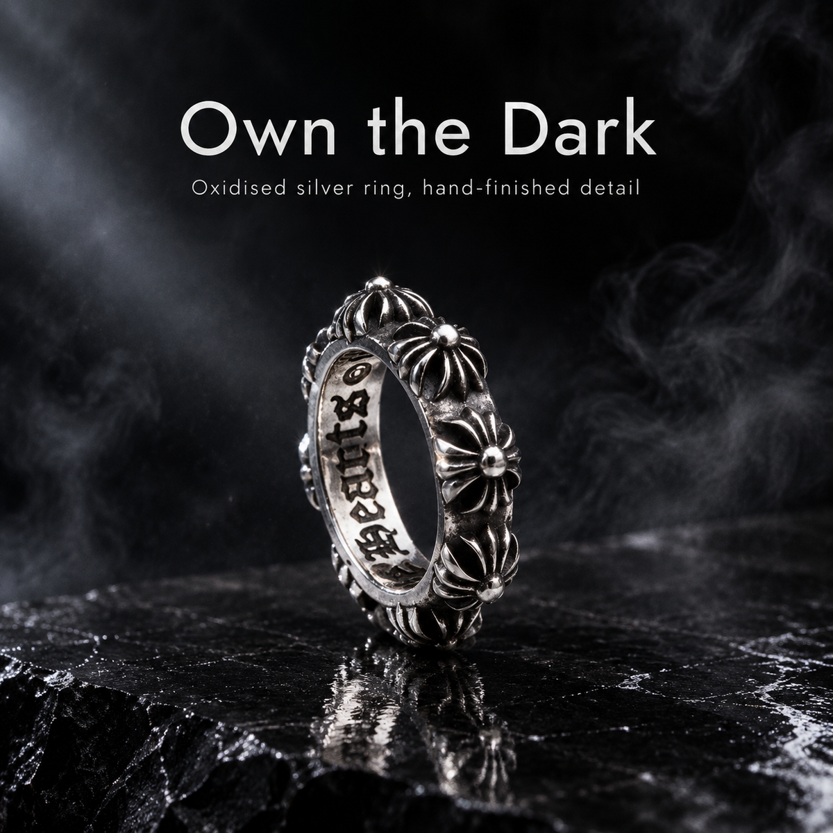 Vintage Gothic Cross Unisex Statement Rings | Punk Silver Tone Rings