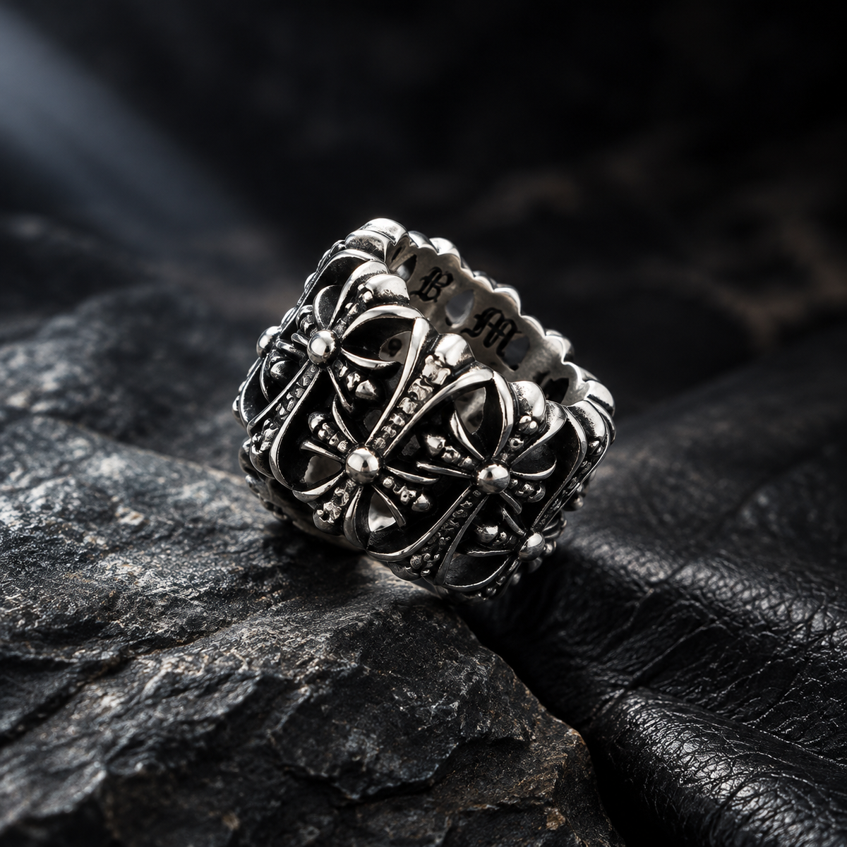 Vintage Gothic Cross Unisex Statement Rings | Punk Silver Tone Rings