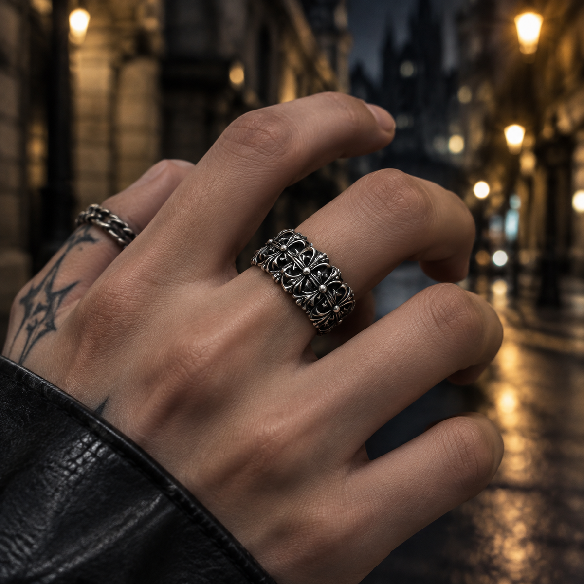 Vintage Gothic Cross Unisex Statement Rings | Punk Silver Tone Rings