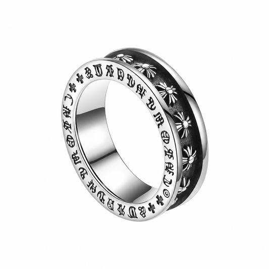 925 Sterling Silver Vintage Gothic Cross Unisex Statement Rings | Hand Finished Punk Band Rings