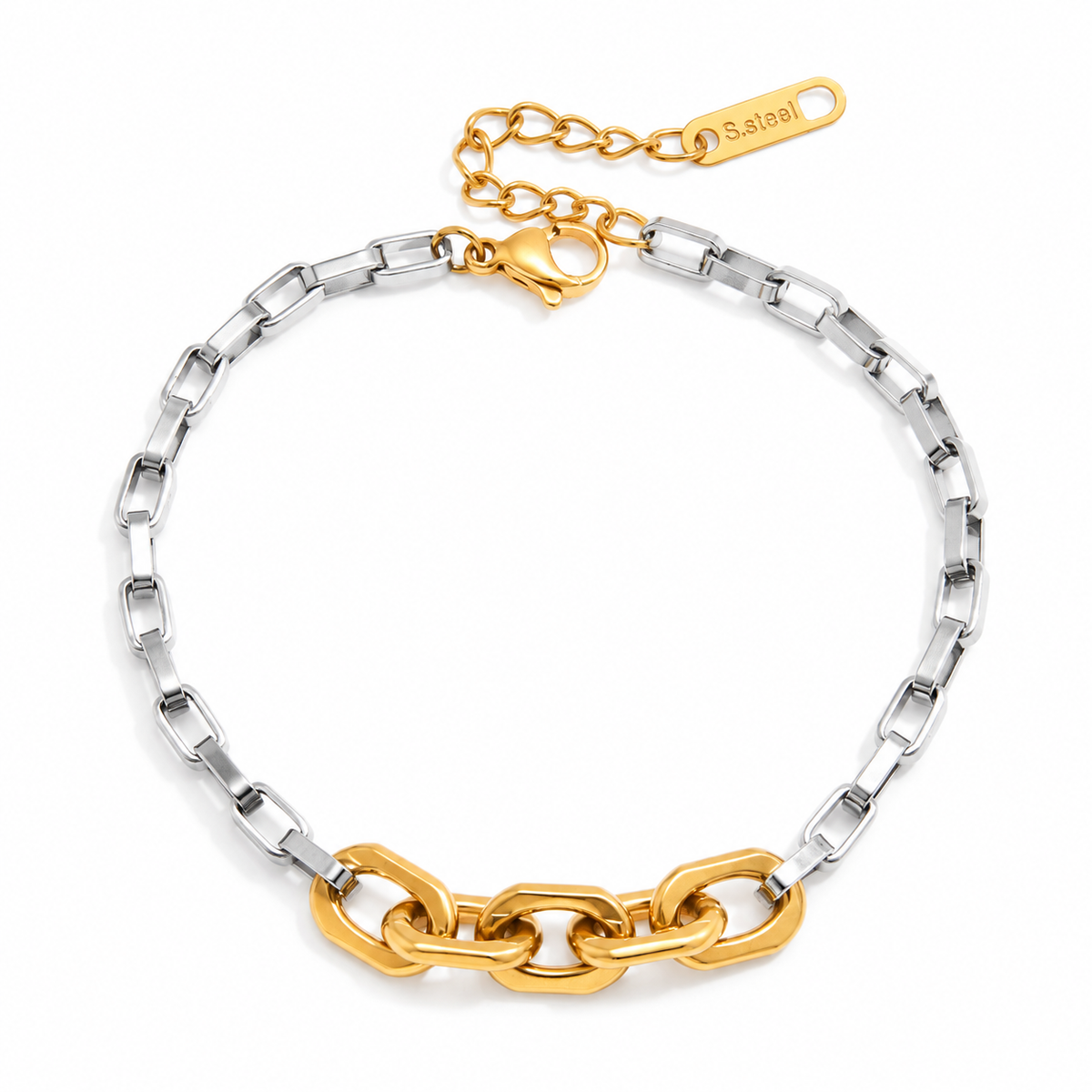 Waterproof Stainless Steel Paperclip Chain Bracelet | Unisex Gold & Two-Tone Stackable Bracelets  ### 顶部短摘要（放在描述最开头，访客第一眼阅读）