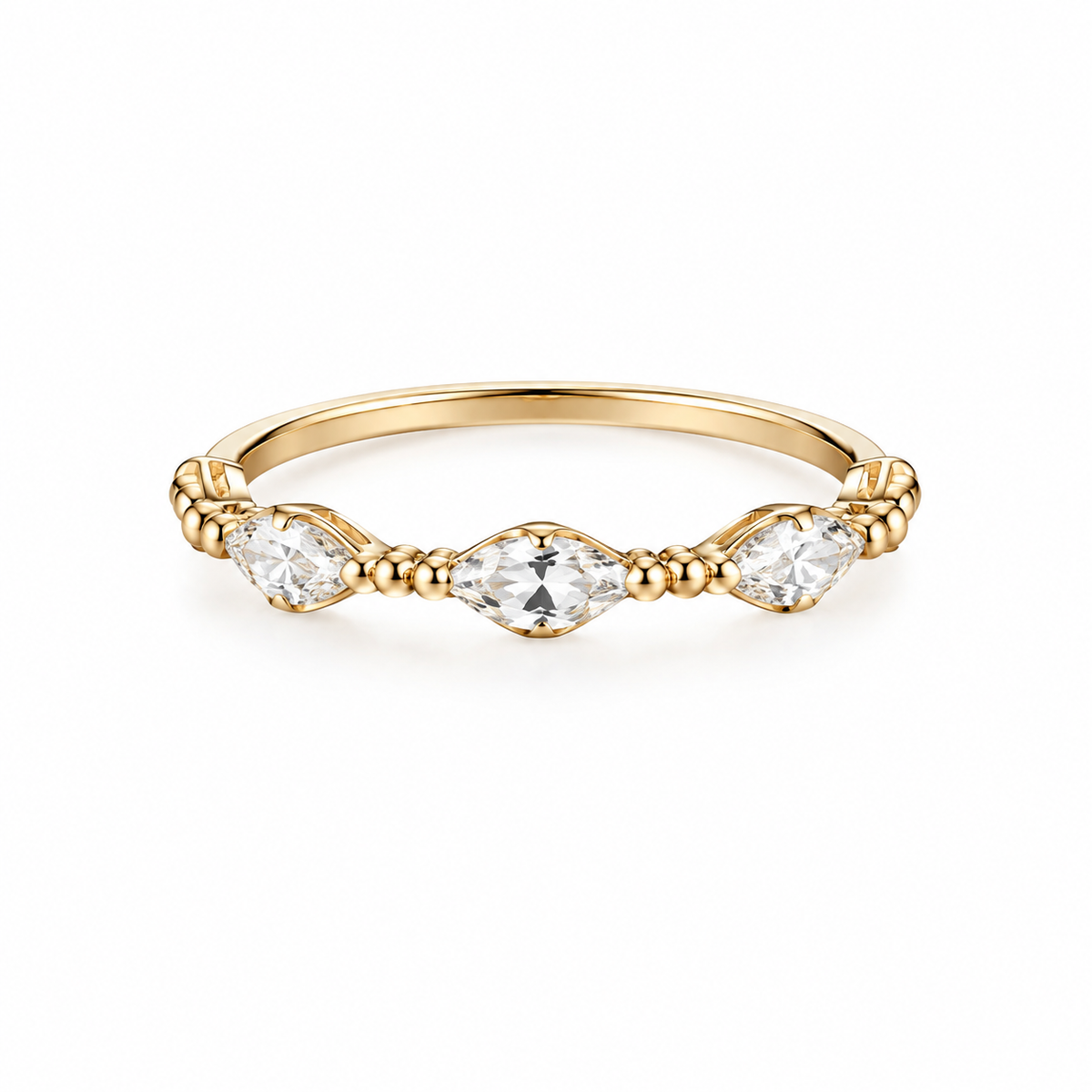 Two Tone Stackable Ring Set, Marquise CZ Crystal Thin Band Rings, Gold & Silver Plated Dainty Stacking Rings for Women, Trendy Fashion Jewelry