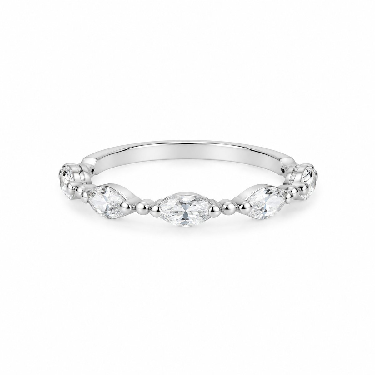 Two Tone Stackable Ring Set, Marquise CZ Crystal Thin Band Rings, Gold & Silver Plated Dainty Stacking Rings for Women, Trendy Fashion Jewelry
